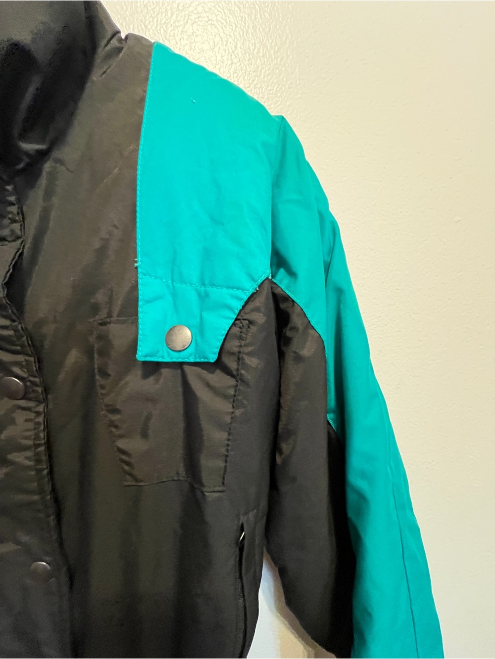 Vintage 80s 90s Black Ski Jumpsuit with Teal & Purple Colorblock White Fir 12 - Picture 4 of 9